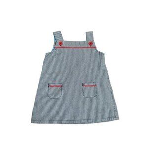 Baby Boden Blue & White Striped Cotton Dress W/ Red Accents & Pockets - Size 18-